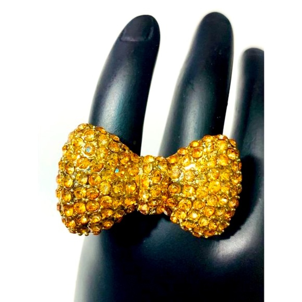 Rhinestone Bow Ring - image 8